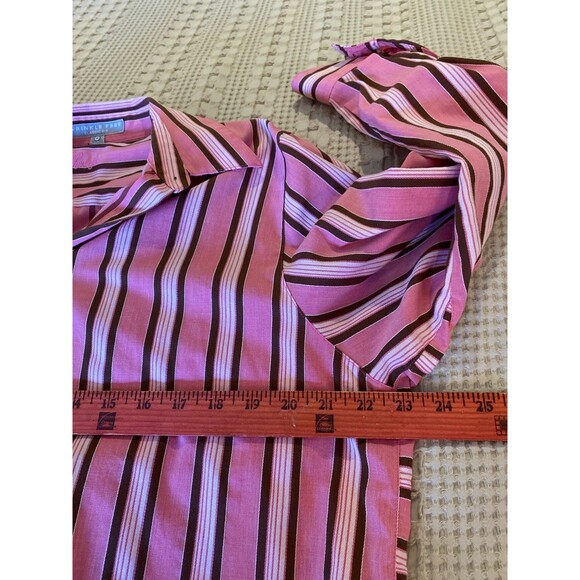 Fox Croft Womens Blouse Size 14 Pink Brown Striped Button Down Top Collared - Picture 11 of 12